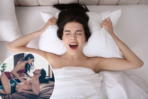 A woman lying in bed with a man in the background, related to new research on stronger and more frequent female orgasms