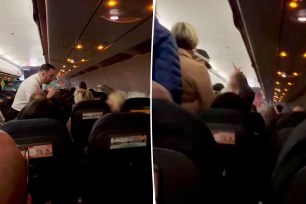 A group of people on an airplane