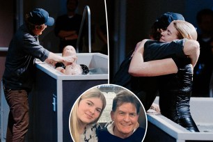 Charlie Sheen and Denise Richards' daughter Lola gets baptized after hitting "rock bottom." Here, images of Lola in a bathtub during her baptism and a photo of her with Charlie Sheen in the bottom middle.