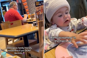 A baby eating at a restaurant with Maravillas Rojo