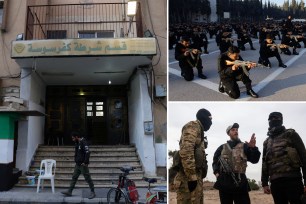 A group of men from the police academy in Syria, police station in Syria and the group Hayat Tahrir al-Sham