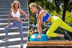 Fitness trainer Jill Brown exercising and posing in workout gear