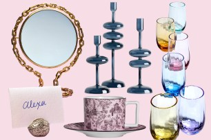 A group of various colored home decor and comfort items intended as gifts