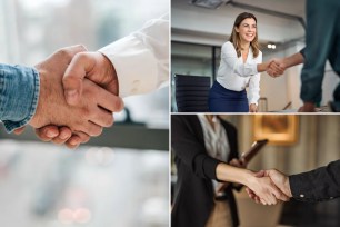 collage of people shaking hands