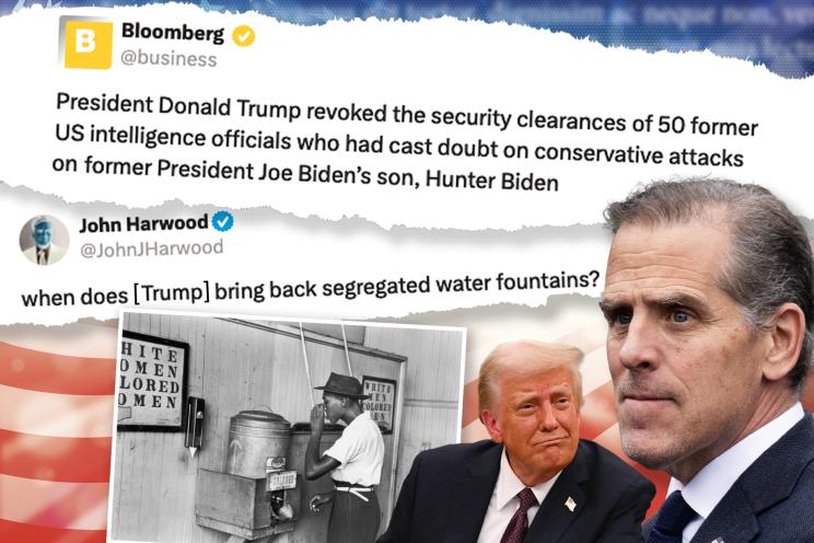 Bloomberg claimed that President Trump only revoked the security clearances of the Spies Who Lie because they "cast doubt" on "conservative attacks" on Hunter Biden.